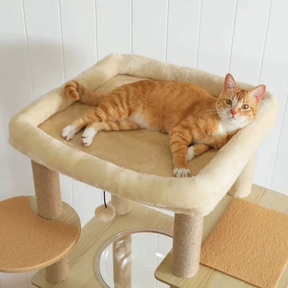 Arbre à Chat avec Hamac et Perchoir - Bois
