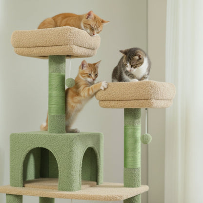 Arbre à Chat Maine Coon 184cm Hamac Bois | Vert | Perchoir Du Chat