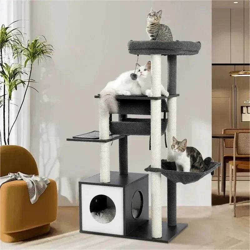 Arbre à chat multi-niveaux moderne et griffoir