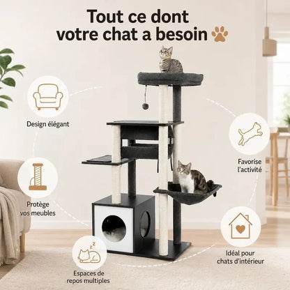 Arbre à chat multi-niveaux moderne et griffoir