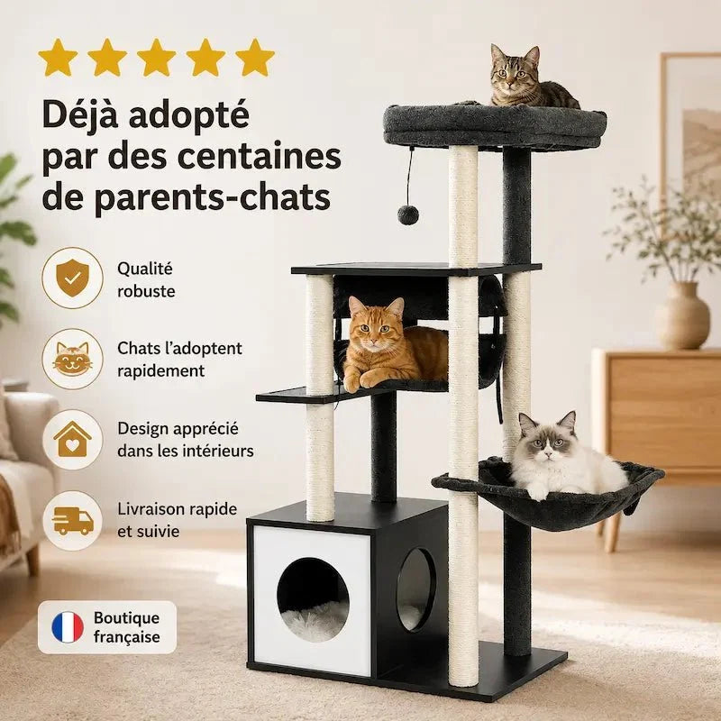 Arbre à chat multi-niveaux moderne et griffoir