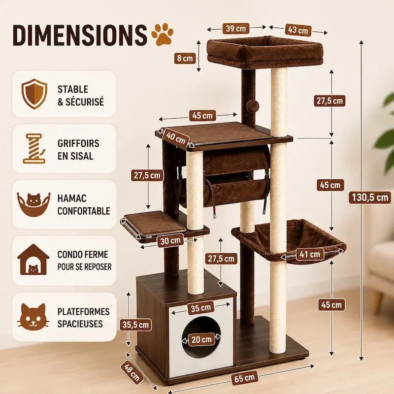 Arbre à chat multi-niveaux moderne et griffoir