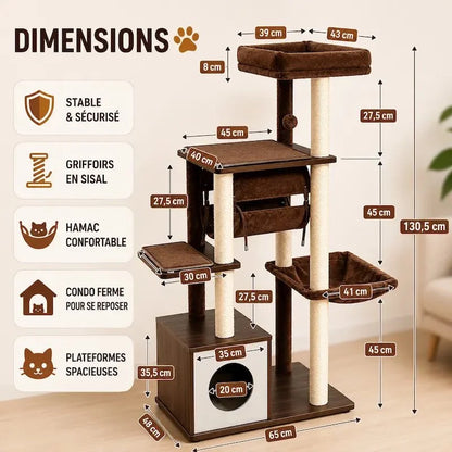 Arbre à chat multi-niveaux moderne et griffoir