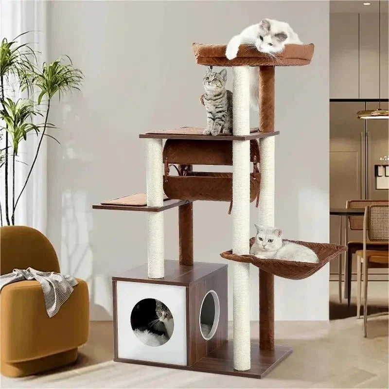 Arbre à chat multi-niveaux moderne et griffoir