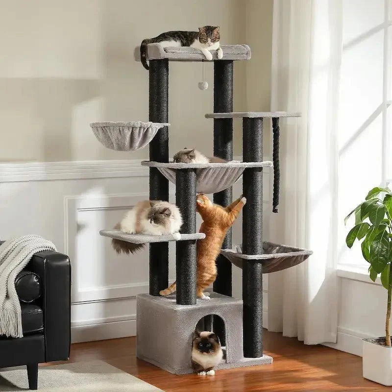 Arbre à Chat 7 Niveaux avec Griffoir et Hamac