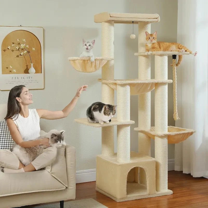 Arbre à Chat 7 Niveaux avec Griffoir et Hamac