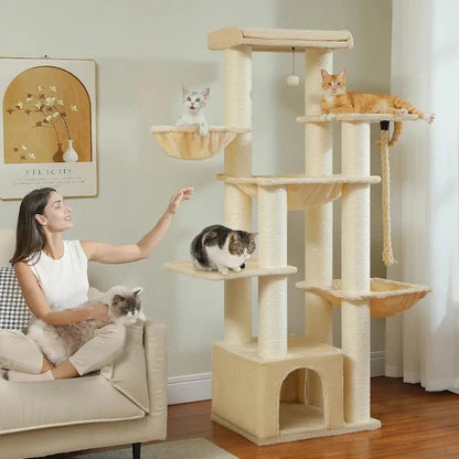 Arbre à Chat 7 Niveaux avec Griffoir et Hamac