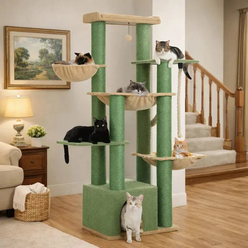 Arbre à Chat 7 Niveaux avec Griffoir et Hamac