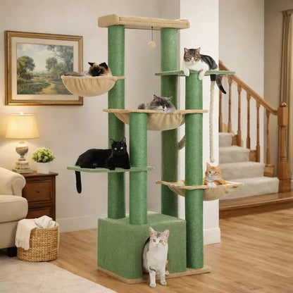 Arbre à Chat 7 Niveaux avec Griffoir et Hamac
