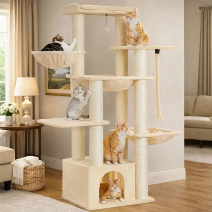 Arbre à Chat 7 Niveaux avec Griffoir et Hamac