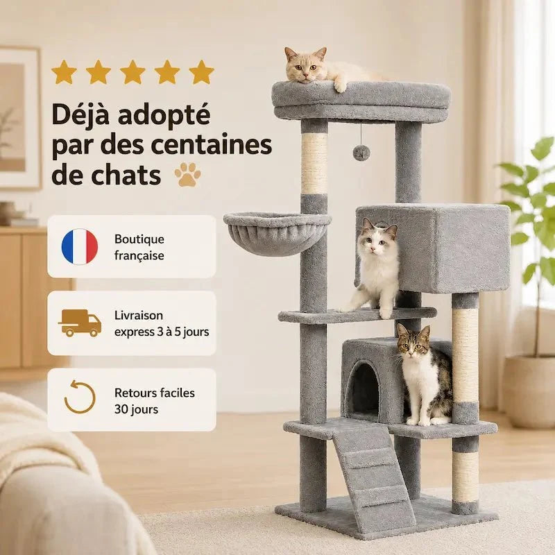 Arbre à Chat Luxe avec Hamac et Griffoir