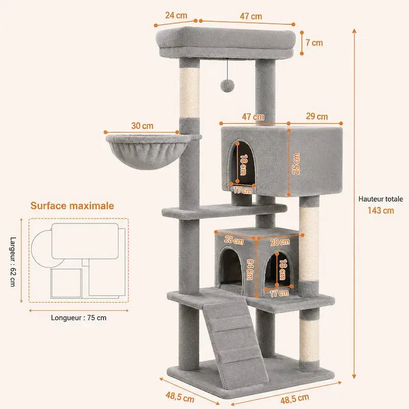 Arbre à Chat Luxe avec Hamac et Griffoir