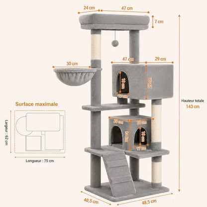 Arbre à Chat Luxe avec Hamac et Griffoir