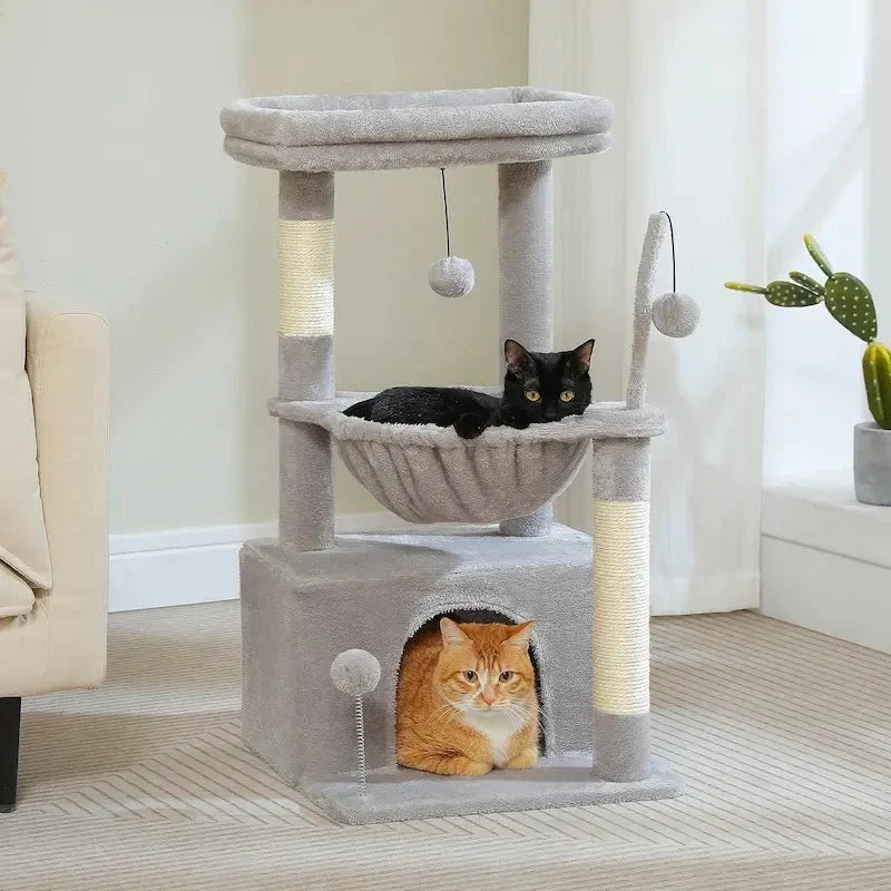 Arbre à chat compact avec hamac et condo