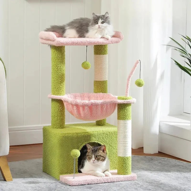 Arbre à chat compact avec hamac et condo