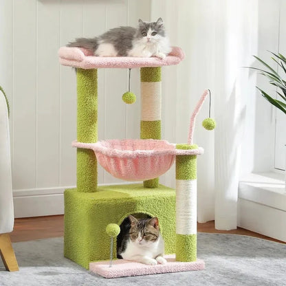 Arbre à chat compact avec hamac et condo