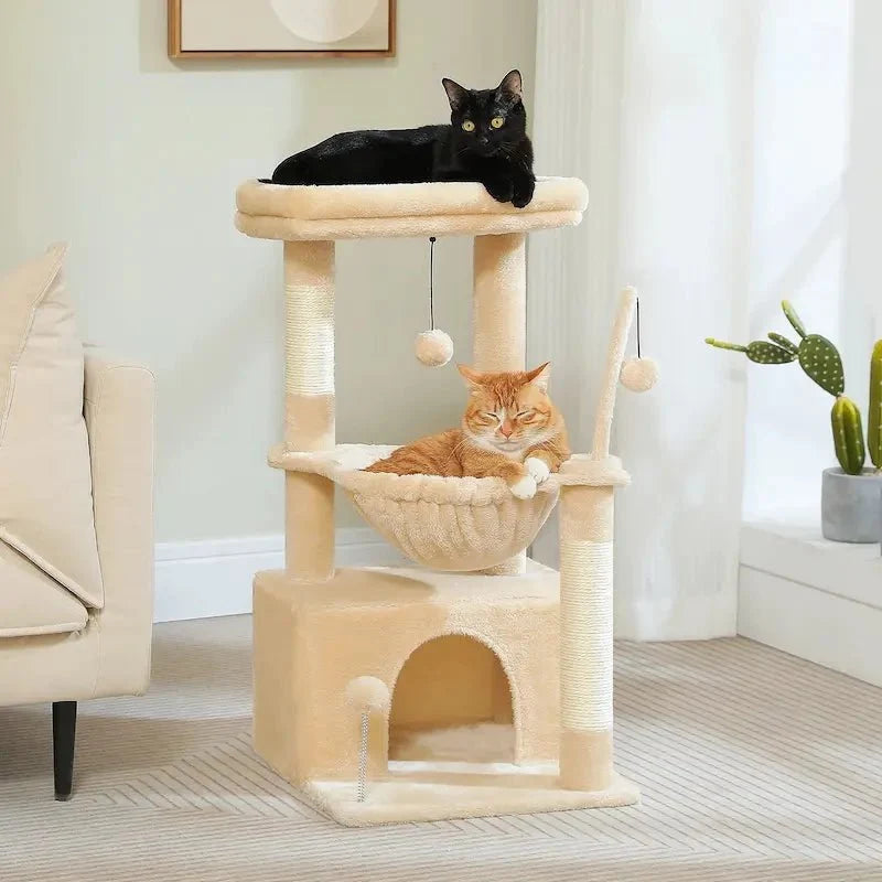 Arbre à chat compact avec hamac et condo