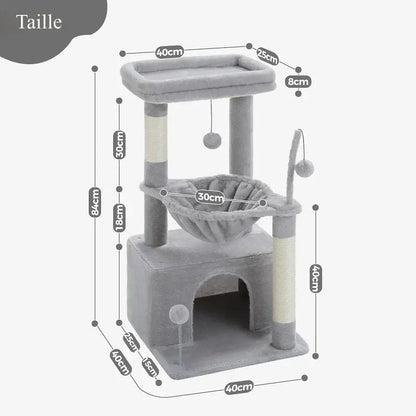 Arbre à chat compact avec hamac et condo