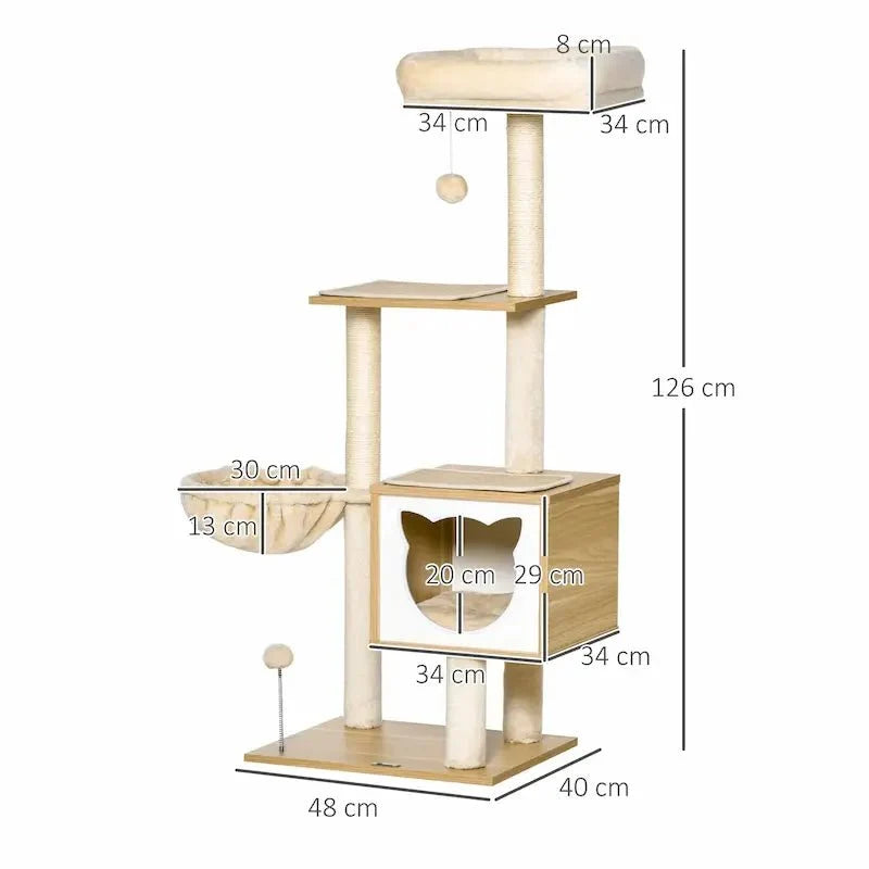 Arbre à Chat avec Hamac et Perchoirs Confortables