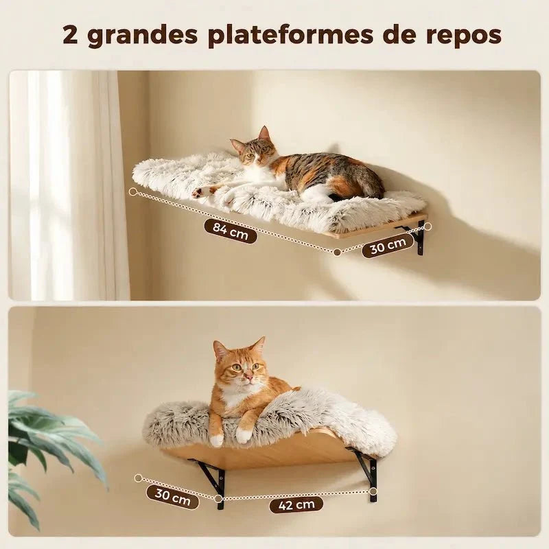 Arbre à Chat Mural 5-en-1 Compact et Pratique