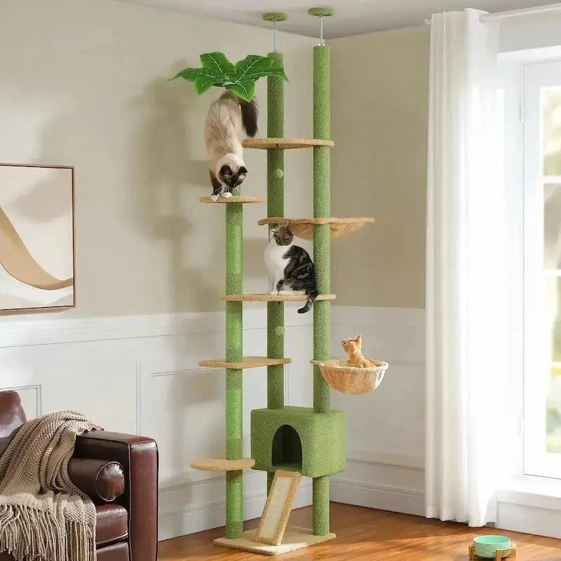 Arbre à Chat Plafond Ajustable avec Hamac