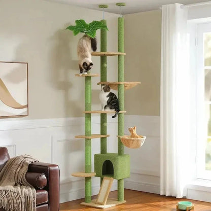 Arbre à Chat Plafond Ajustable avec Hamac