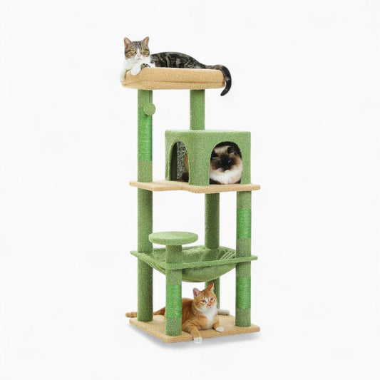 Arbre à Chat pour Maine Coon 116cm Hamac Bois | Vert | Perchoir Du Chat