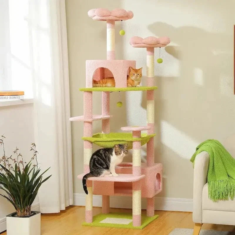 Arbre à Chat Rose 184 cm - Griffoir et Hamac