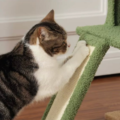 Arbre à Chat Sol Plafond Réglable Hamac Bois | Vert | Perchoir Du Chat