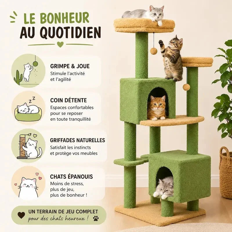 Arbre à Chat 130 cm Stable et Spacieux