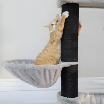 Arbre à Chat XXL 170cm Hamac Bois | Gris Noir | Perchoir Du Chat