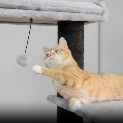Arbre à Chat XXL 170cm Hamac Bois | Gris Noir | Perchoir Du Chat