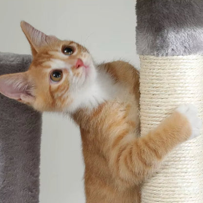 Arbre à Chat XXL 175cm Hamac Bois | Gris | Perchoir Du Chat