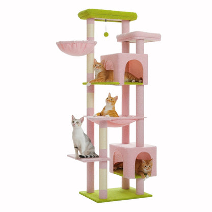 Arbre à Chat XXL 175cm Hamac Bois | Rose | Perchoir Du Chat