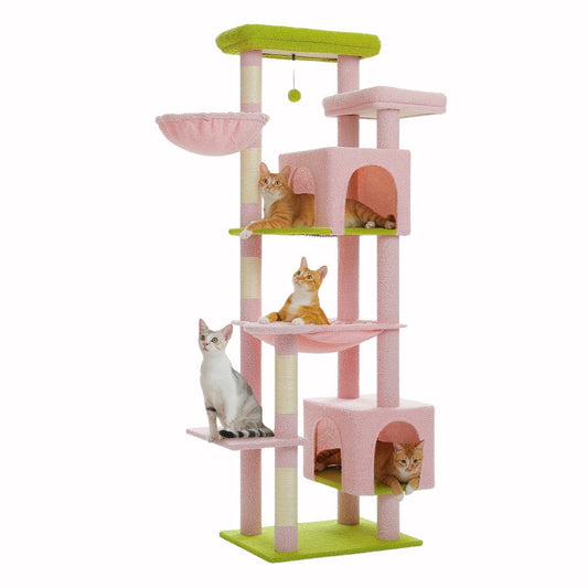 Arbre à Chat XXL 175cm Hamac Bois | Rose | Perchoir Du Chat