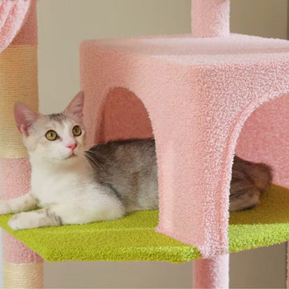 Arbre à Chat XXL 175cm Hamac Bois | Rose | Perchoir Du Chat