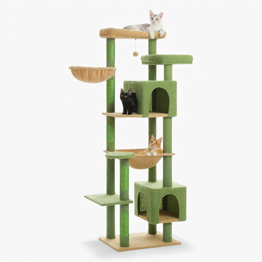 Arbre à Chat XXL 175cm Hamac Bois | Vert | Perchoir Du Chat