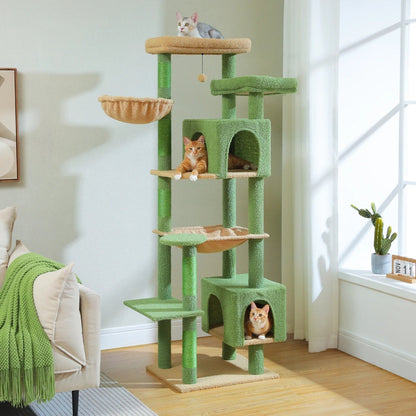 Arbre à Chat XXL 175cm Hamac Bois | Vert | Perchoir Du Chat