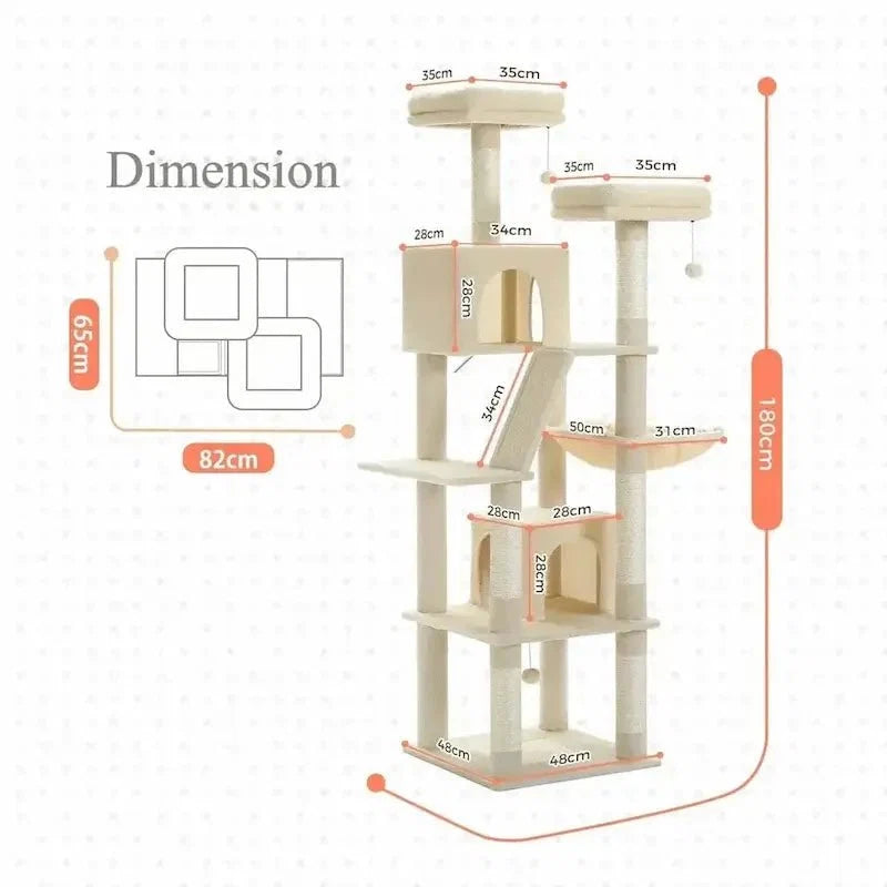 Arbre à Chat XXL Ultra Stable avec Griffoirs