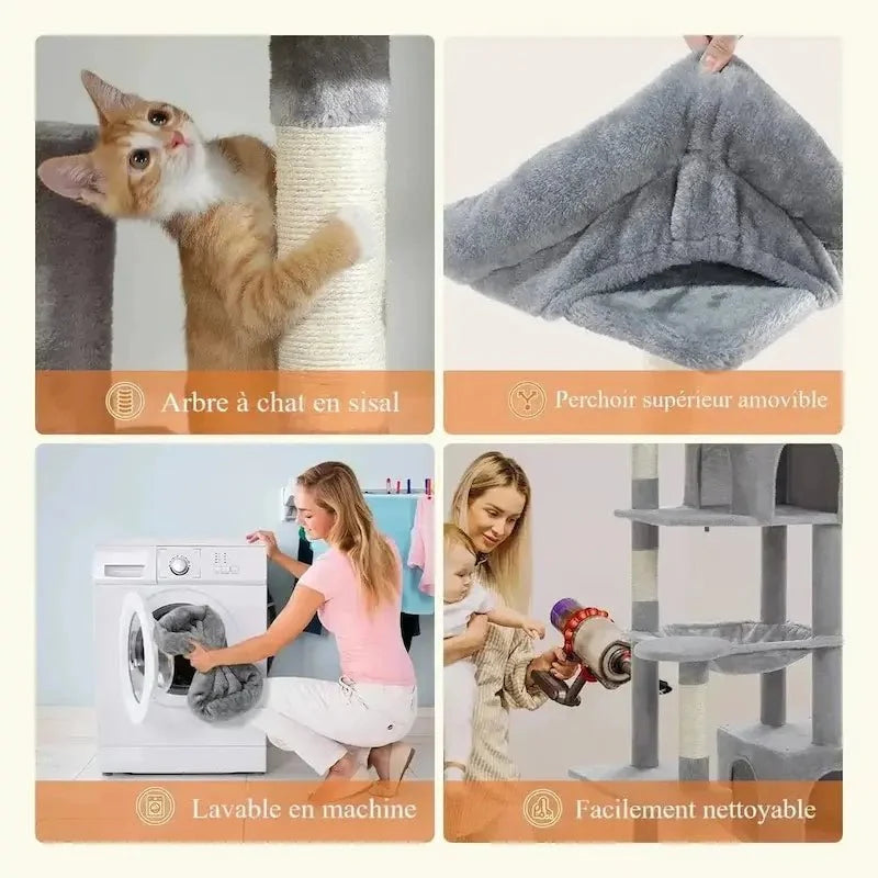Arbre à Chat XXL Ultra Stable avec Griffoirs