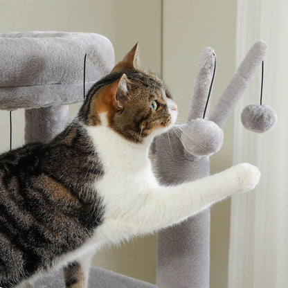 Arbre à Chat XXL Hamac Bois Clair | Design Gris | Perchoir Du Chat