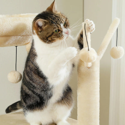 Arbre à Chat XXL Hamac Bois | Design Beige | Perchoir Du Chat