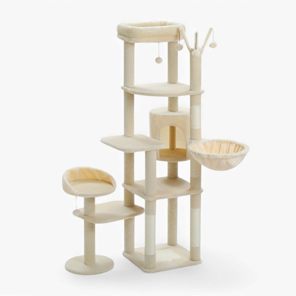 Arbre à Chat XXL Hamac Bois | Design Beige | Perchoir Du Chat
