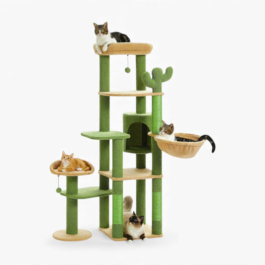 Arbre à Chat XXL Hamac Bois | Design Vert | Perchoir Du Chat