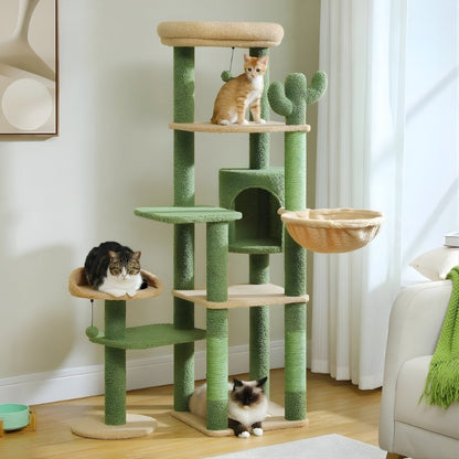 Arbre à Chat XXL Hamac Bois | Design Vert | Perchoir Du Chat