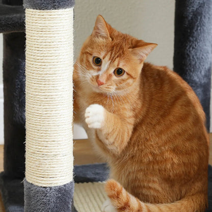 Arbre à Chat XXL Hamac Bois Foncé | Design Gris | Perchoir Du Chat
