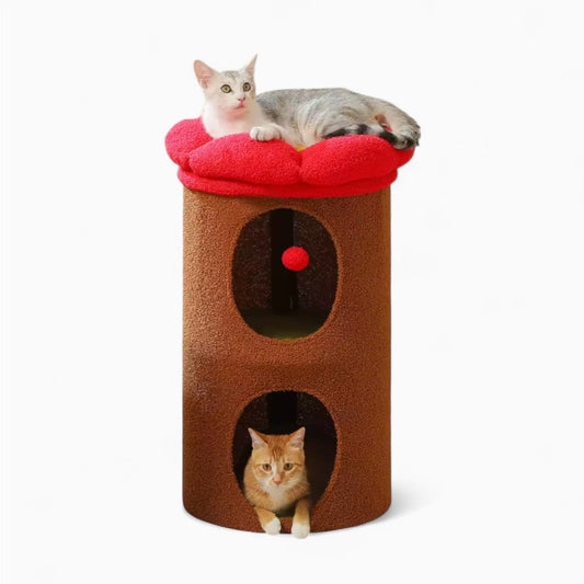 Arbre à Chat 73cm Fleur Bois Marron – Roc Tendre