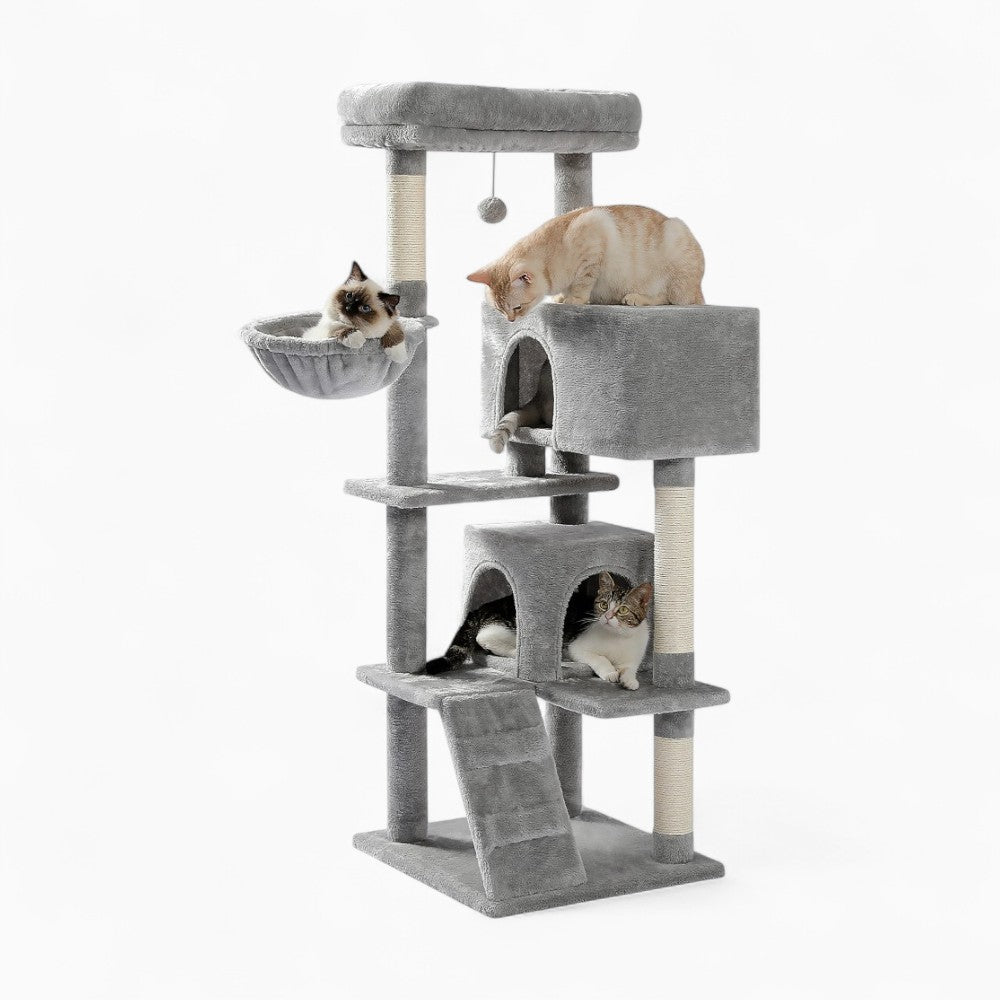 Arbre à Chat 143cm Hamac Bois Gris – Numbur