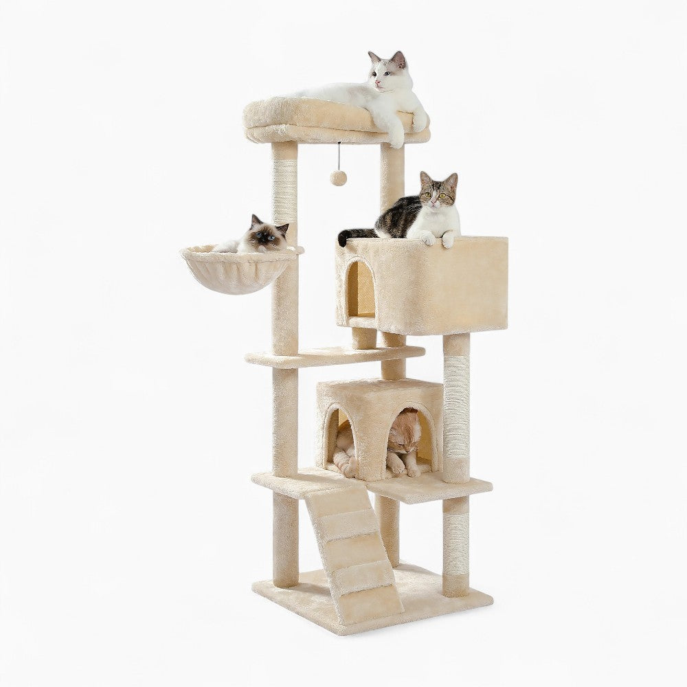 Arbre à Chat Doubles Condos Hamac Bois Gris – Numbur
