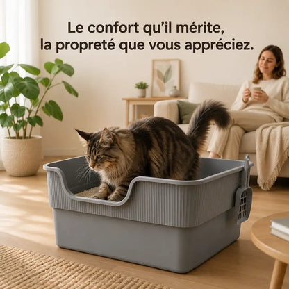 Bac Litière XXL Grand Chat - Confort et Propreté